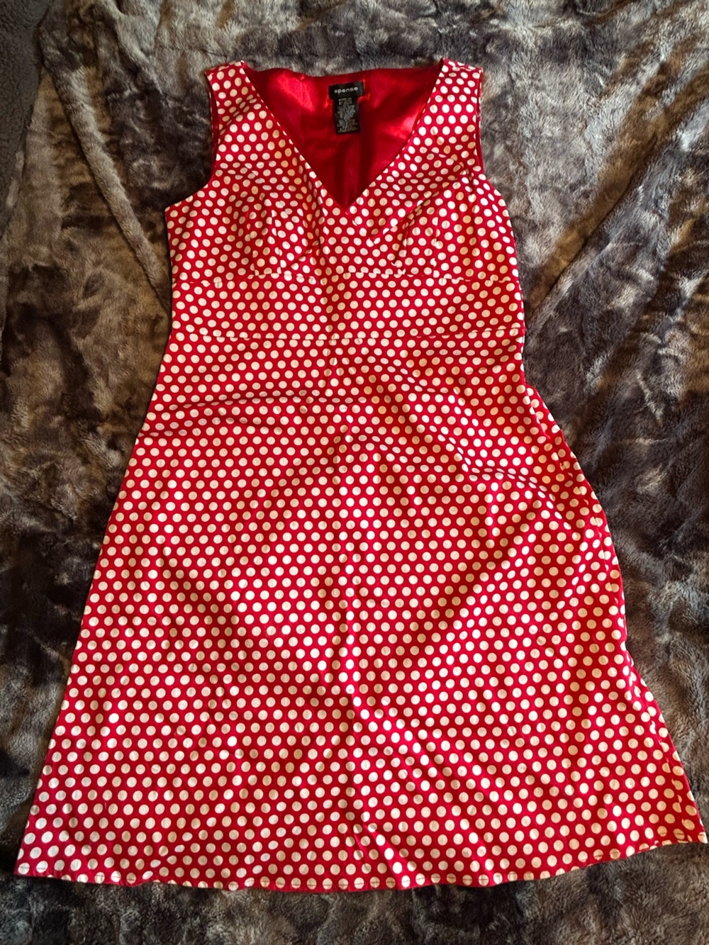 Spense Red and White Polka Dot Dress
